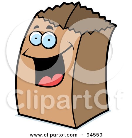 Royalty-Free (RF) Clipart Illustration of a Happy Paper Bag Face by Cory Thoman