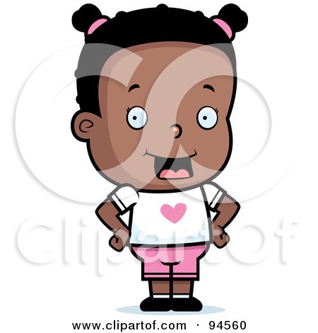 Royalty-Free (RF) Clipart Illustration of a Cute Black Girl Standing With Her Hands On Her Hips by Cory Thoman