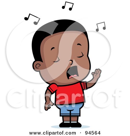 Royalty-Free (RF) Clipart Illustration of a Singing Black Toddler Boy by Cory Thoman