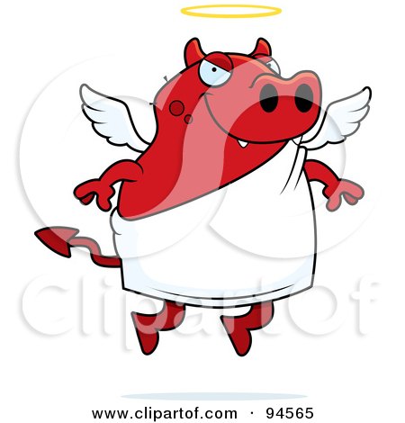 Royalty-Free (RF) Clipart Illustration of a Devil Angel by Cory Thoman