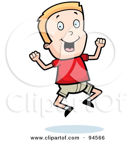 Royalty-Free (RF) Clipart Illustration of a Jumping Blond Boy by Cory Thoman