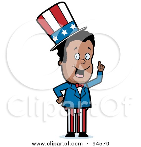 Royalty-Free (RF) Clipart Illustration of a Black Uncle Sam Holding Up A Finger by Cory Thoman