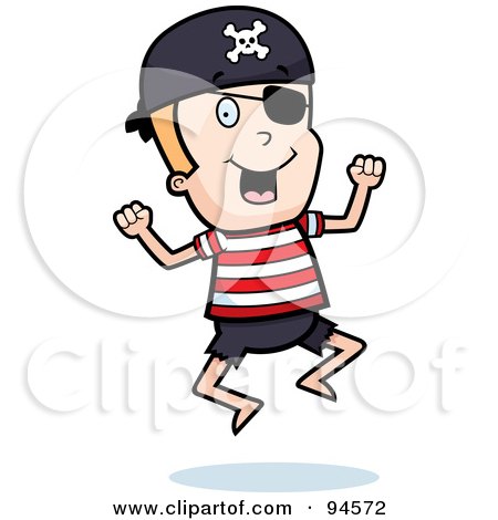 Royalty-Free (RF) Clipart Illustration of a Happy Jumping Pirate Boy by Cory Thoman