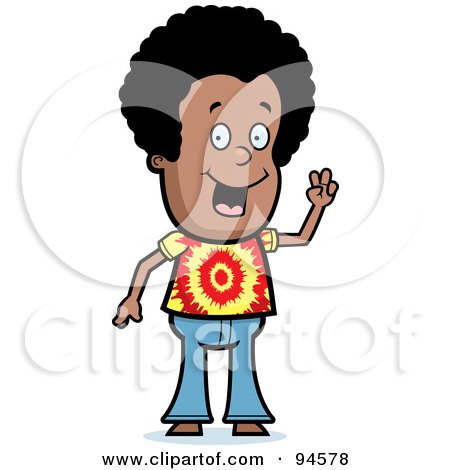 Royalty-Free (RF) Clipart Illustration of a Friendly Black Hippy Dude Waving by Cory Thoman