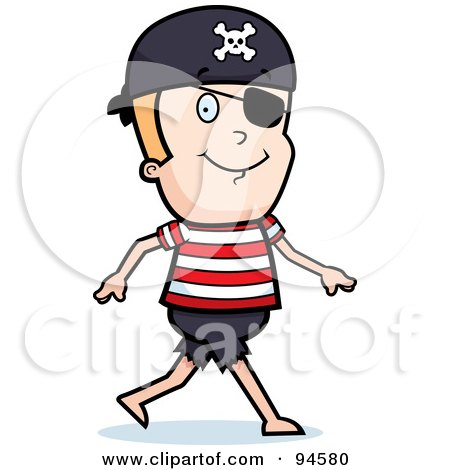 Royalty-Free (RF) Clipart Illustration of a Walking Pirate Boy by Cory Thoman