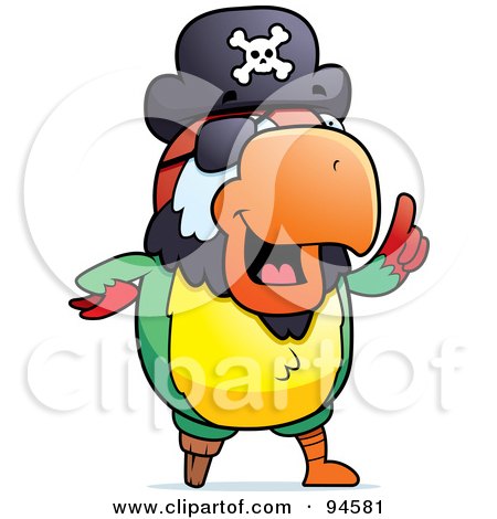 Royalty-Free (RF) Clipart Illustration of a Pirate Parrot Expressing An Idea by Cory Thoman