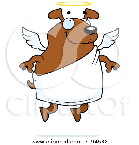 Royalty-Free (RF) Clipart Illustration of a Floating Angel Dog by Cory Thoman