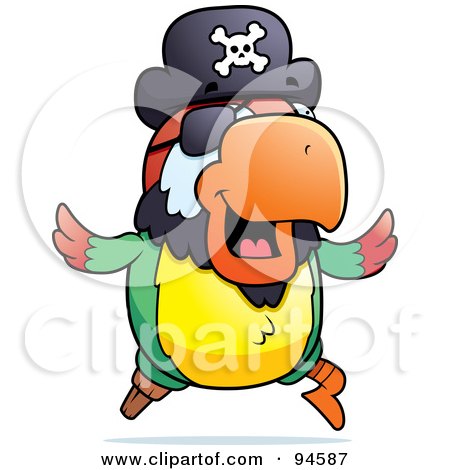 Royalty-Free (RF) Clipart Illustration of a Running Pirate Parrot by Cory Thoman