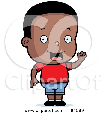 Royalty-Free (RF) Clipart Illustration of a Waving Black Toddler Boy by Cory Thoman