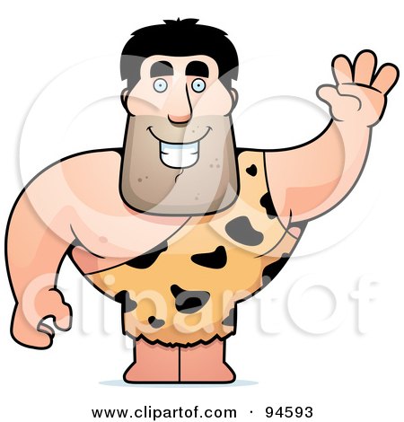 Royalty-Free (RF) Clipart Illustration of a Strongman Holding Up His Arm And Waving by Cory Thoman