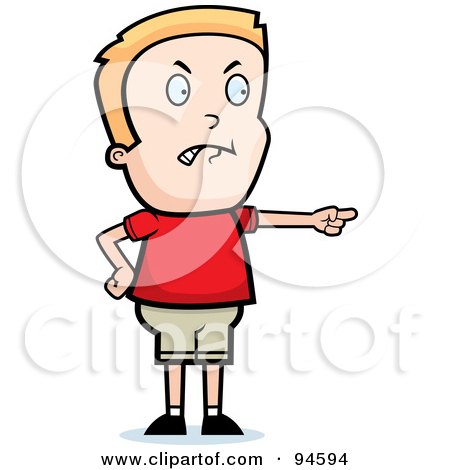 Royalty-Free (RF) Clipart Illustration of a Angry Blond Boy Pointing His Finger by Cory Thoman