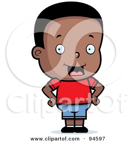 Royalty-Free (RF) Clipart Illustration of a Little Black Toddler Boy With His Hands On His Hips by Cory Thoman