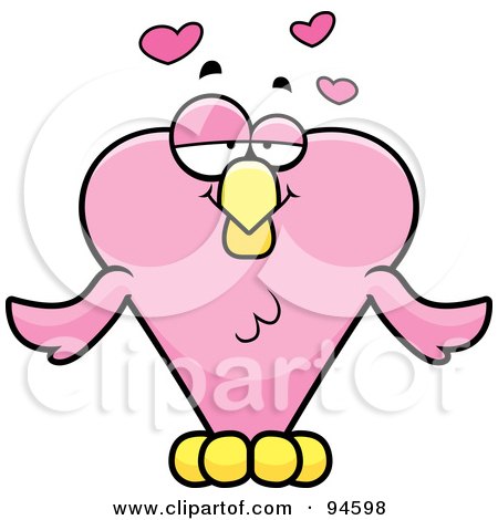 Royalty-Free (RF) Clipart Illustration of a Pink Heart Love Bird by Cory Thoman