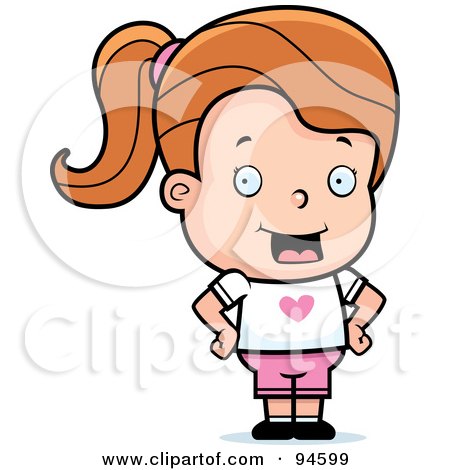 Royalty-Free (RF) Clipart Illustration of a Dirty Blond Girl Standing With Her Hands On Her Hips by Cory Thoman