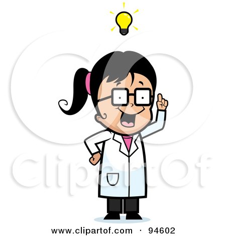 Royalty-Free (RF) Clipart Illustration of a Creative Scientist Girl With An Idea by Cory Thoman