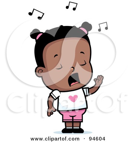 Royalty-Free (RF) Clipart Illustration of a Little Black Girl Singing by Cory Thoman