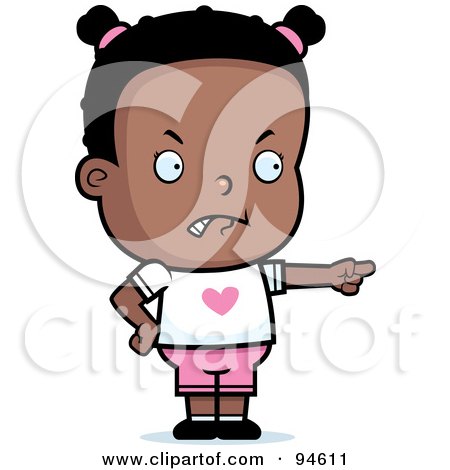 Royalty-Free (RF) Clipart Illustration of a Little Black Girl Pointing The Blame by Cory Thoman