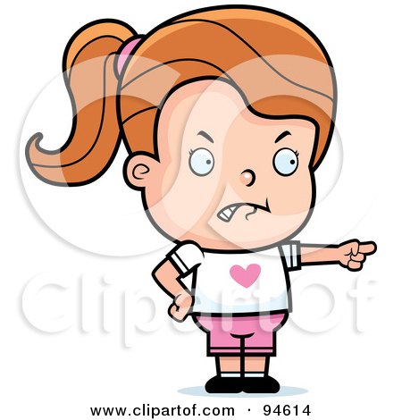 Royalty-Free (RF) Clipart Illustration of a Little Dirty Blond Girl Pointing The Blame by Cory Thoman