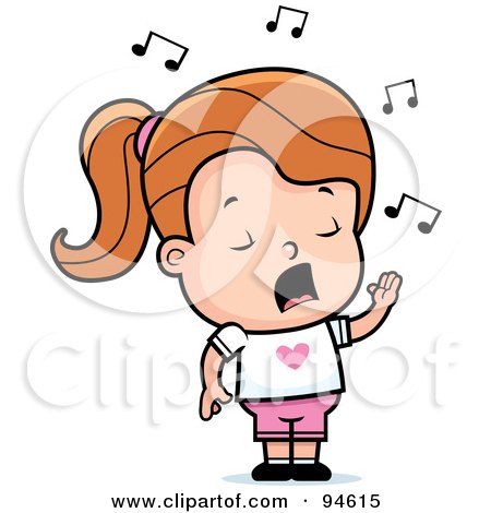 Royalty-Free (RF) Clipart Illustration of a Little Dirty Blond Girl Singing by Cory Thoman