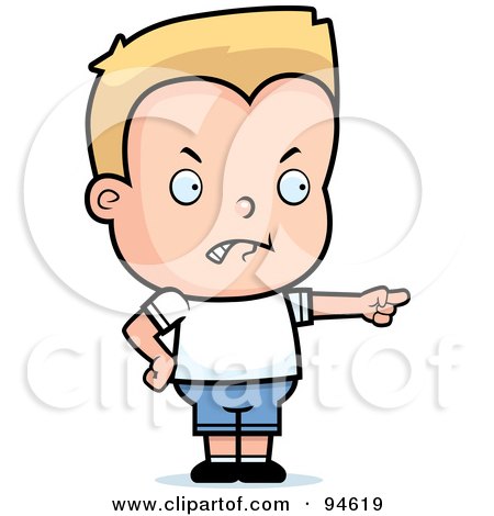 Royalty-Free (RF) Clipart Illustration of a Little Blond Boy Pointing The Blame by Cory Thoman