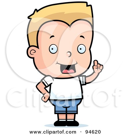 Royalty-Free (RF) Clipart Illustration of a Little Blond Boy Expressing An Idea by Cory Thoman
