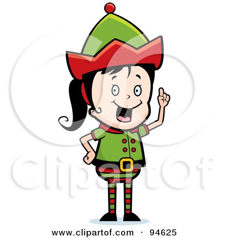 Royalty-Free (RF) Clipart Illustration of a Female Elf Girl Expressing An Idea by Cory Thoman