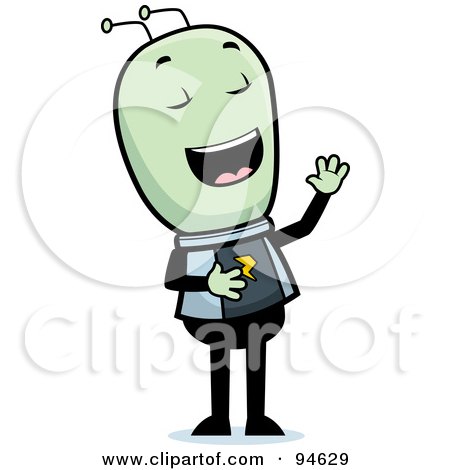 Royalty-Free (RF) Clipart Illustration of a Green Space Alien Laughing by Cory Thoman