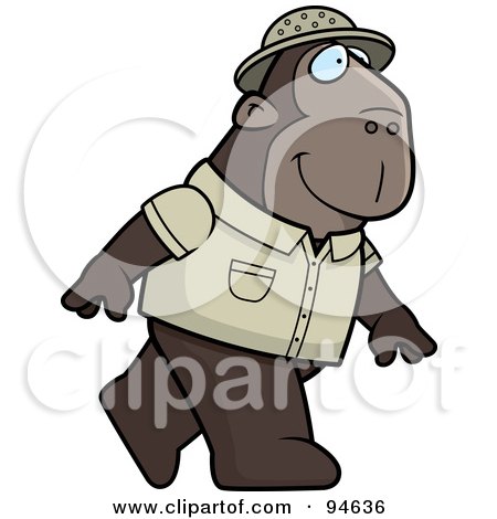 Royalty-Free (RF) Clipart Illustration of An Ape Explorer Walking On His Hind Legs by Cory Thoman