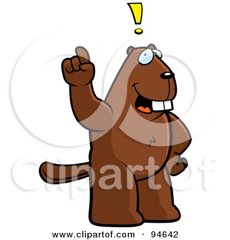 Royalty-Free (RF) Clipart Illustration of a Beaver Expressing An Idea by Cory Thoman