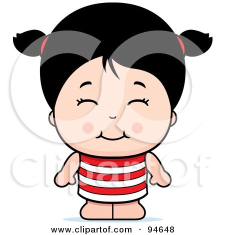 Royalty-Free (RF) Clipart Illustration of a Cute Asian Girl In A Red And White Dress by Cory Thoman