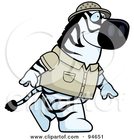 Royalty-Free (RF) Clipart Illustration of a Safari Zebra Walking On His Hind Legs by Cory Thoman