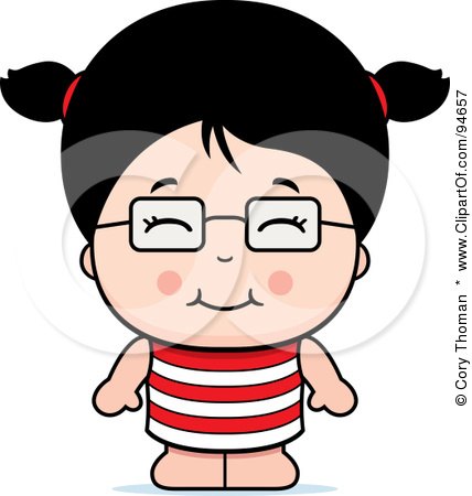 Royalty-Free (RF) Clipart Illustration of a Cute Asian Girl Wearing Glasses by Cory Thoman
