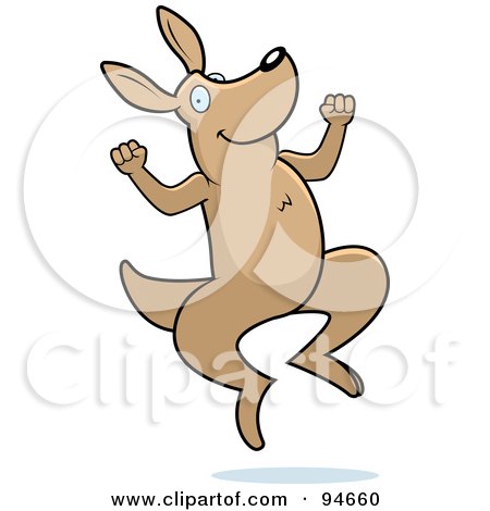 Royalty-Free (RF) Clipart Illustration of a Happy Jumping Kangaroo by Cory Thoman