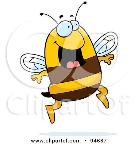 Royalty-Free (RF) Clipart Illustration of a Happy Jumping Bee by Cory Thoman