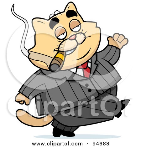 Royalty-Free (RF) Clipart Illustration of a Fat Mobster Cat Walking by Cory Thoman