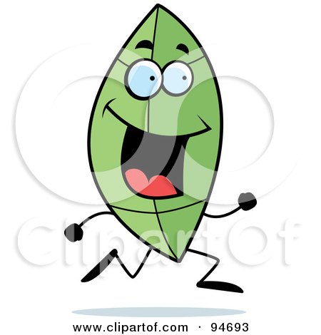Royalty-Free (RF) Clipart Illustration of a Happy Leaf Face Running by Cory Thoman