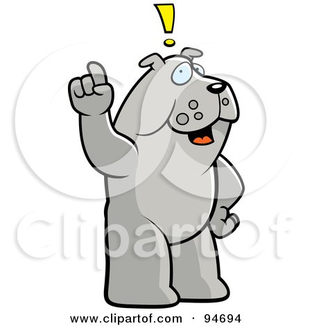 Royalty-Free (RF) Clipart Illustration of a Bulldog Exclaiming An Idea by Cory Thoman