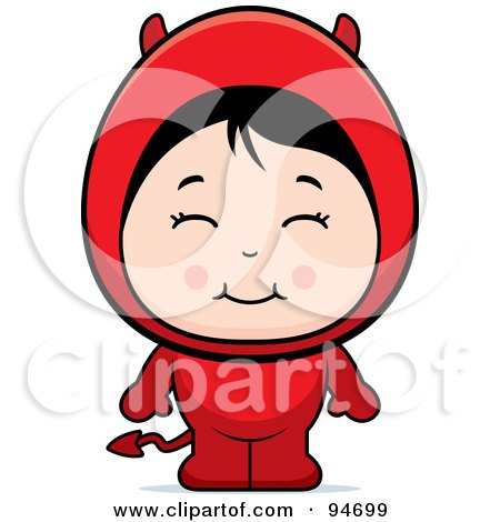 Royalty-Free (RF) Clipart Illustration of a Cute Little Asian Girl In A Devil Costume by Cory Thoman