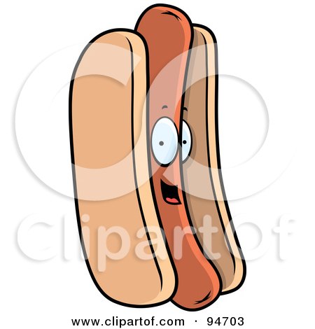 Royalty-Free (RF) Clipart Illustration of a Smiling Hot Dog Face by Cory Thoman