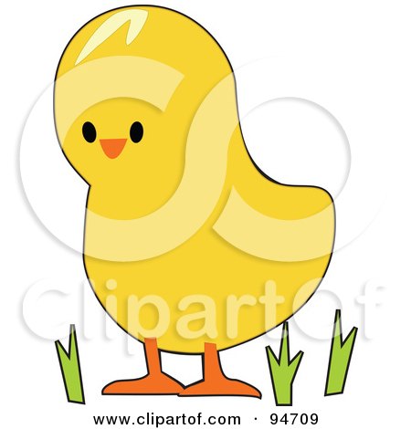 Royalty-Free (RF) Clipart Illustration of a Yellow Easter Chick In Grass by peachidesigns