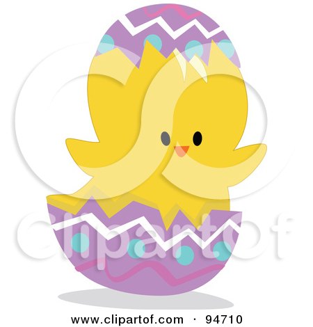 Royalty-Free (RF) Clipart Illustration of a Yellow Easter Chick In A Cracked Egg by peachidesigns