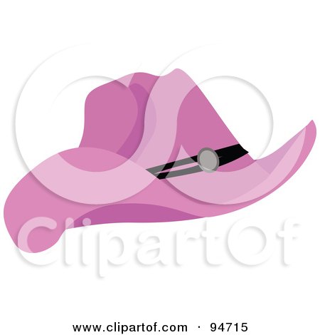 Royalty-Free (RF) Clipart Illustration of a Pink Cowgirl Hat With A Black Band by peachidesigns