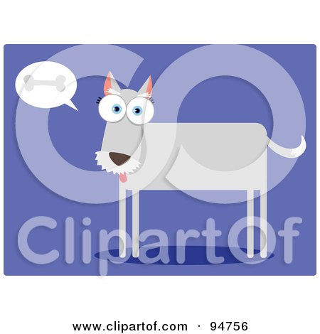 Royalty-Free (RF) Clipart Illustration of a Square Bodied Dog Thinking Of A Bone by Qiun