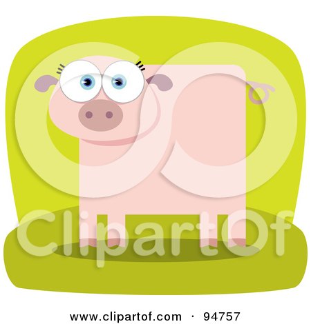 Royalty-Free (RF) Clipart Illustration of a Square Bodied Pink Pig by Qiun