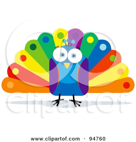 Royalty-Free (RF) Clipart Illustration of a Square Bodied Colorful Peacock by Qiun