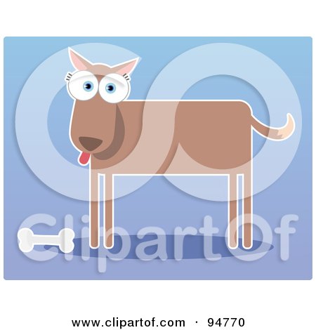 Royalty-Free (RF) Clipart Illustration of a Square Bodied Dog Standing By A Bone by Qiun