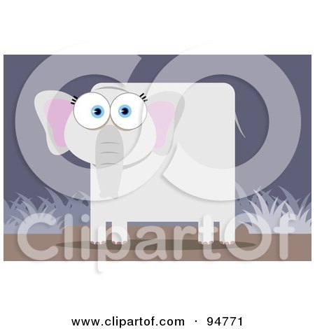 Royalty-Free (RF) Clipart Illustration of a Square Bodied Elephant by Qiun
