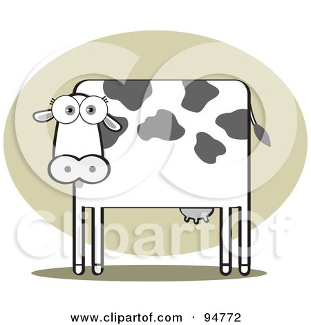 Royalty-Free (RF) Clipart Illustration of a Square Bodied Dairy Cow by Qiun