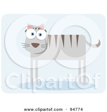 Royalty-Free (RF) Clipart Illustration of a Square Bodied Striped Feline by Qiun