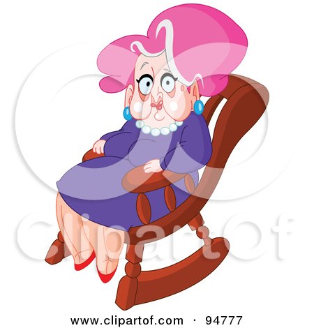 Royalty-Free (RF) Clipart Illustration of an Old Lady With Pink Hair, Sitting In A Rocking Chair by yayayoyo